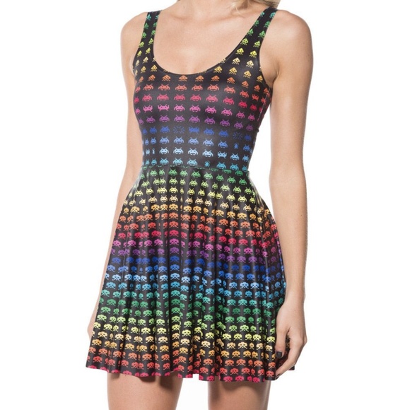 BLACK MILK SPACE INVADERS RAINBOW SKATER DRESS - Picture 3 of 8